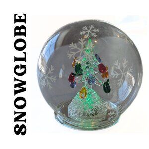 Hand Blown LED Glass Christmas Tree Snow Globe Color Changing Snowflake
